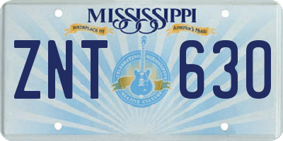 MS license plate ZNT630