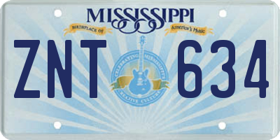 MS license plate ZNT634