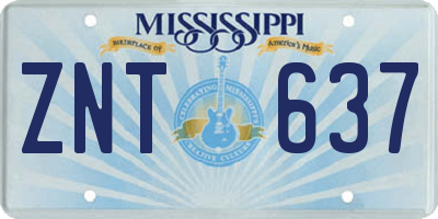 MS license plate ZNT637