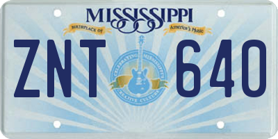 MS license plate ZNT640