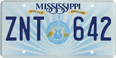 MS license plate ZNT642