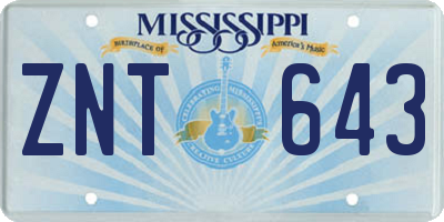 MS license plate ZNT643
