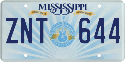 MS license plate ZNT644
