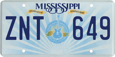 MS license plate ZNT649