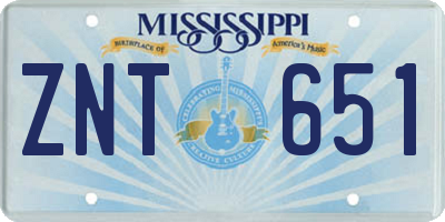 MS license plate ZNT651