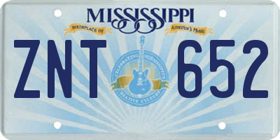 MS license plate ZNT652
