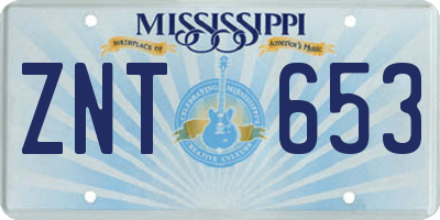 MS license plate ZNT653