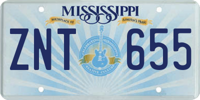 MS license plate ZNT655