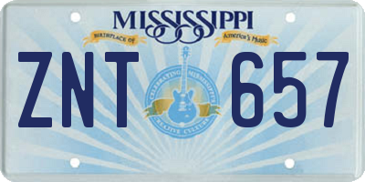 MS license plate ZNT657