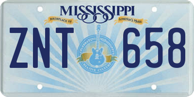 MS license plate ZNT658