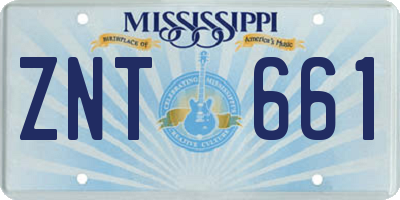 MS license plate ZNT661