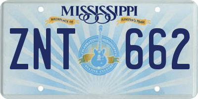 MS license plate ZNT662