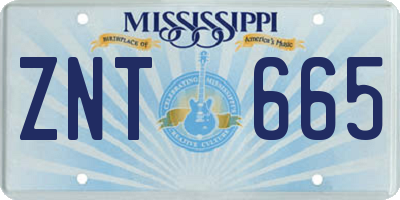 MS license plate ZNT665