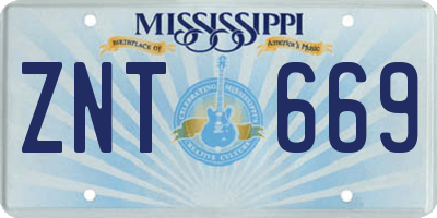 MS license plate ZNT669