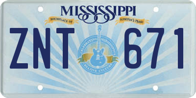 MS license plate ZNT671