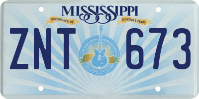 MS license plate ZNT673