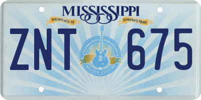 MS license plate ZNT675