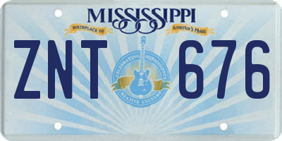 MS license plate ZNT676