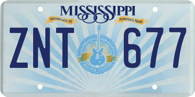 MS license plate ZNT677