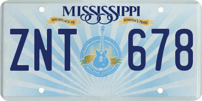 MS license plate ZNT678