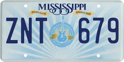MS license plate ZNT679