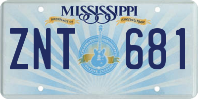 MS license plate ZNT681