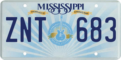 MS license plate ZNT683