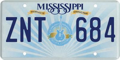 MS license plate ZNT684