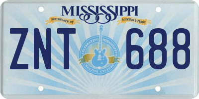 MS license plate ZNT688