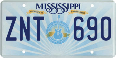 MS license plate ZNT690