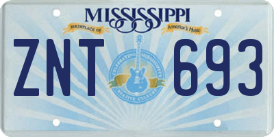 MS license plate ZNT693