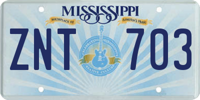 MS license plate ZNT703