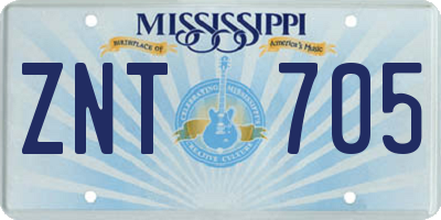 MS license plate ZNT705
