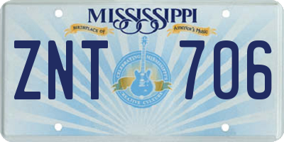 MS license plate ZNT706