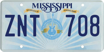 MS license plate ZNT708