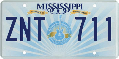 MS license plate ZNT711