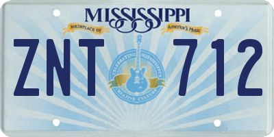 MS license plate ZNT712