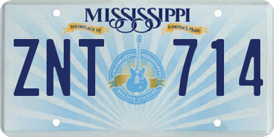 MS license plate ZNT714