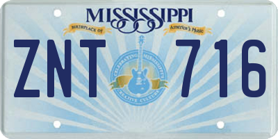 MS license plate ZNT716