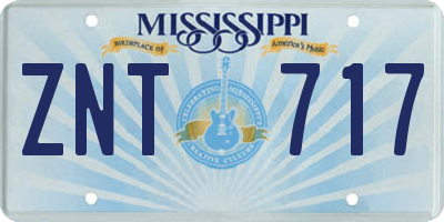 MS license plate ZNT717