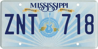 MS license plate ZNT718