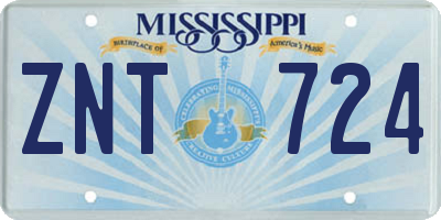 MS license plate ZNT724