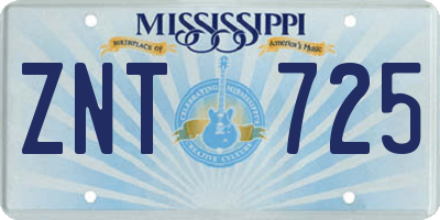 MS license plate ZNT725
