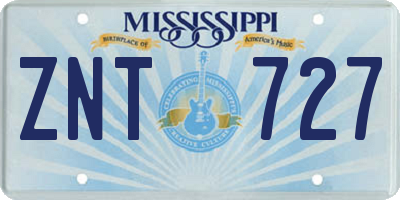 MS license plate ZNT727