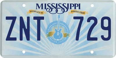 MS license plate ZNT729
