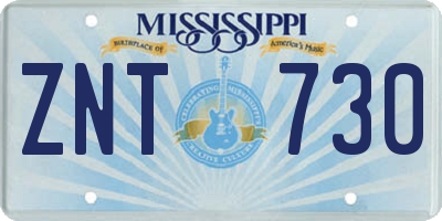 MS license plate ZNT730