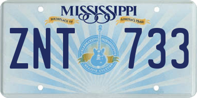 MS license plate ZNT733