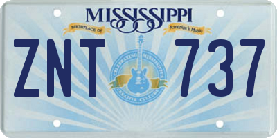 MS license plate ZNT737