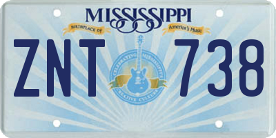 MS license plate ZNT738