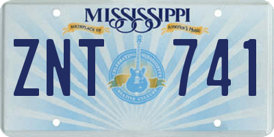 MS license plate ZNT741